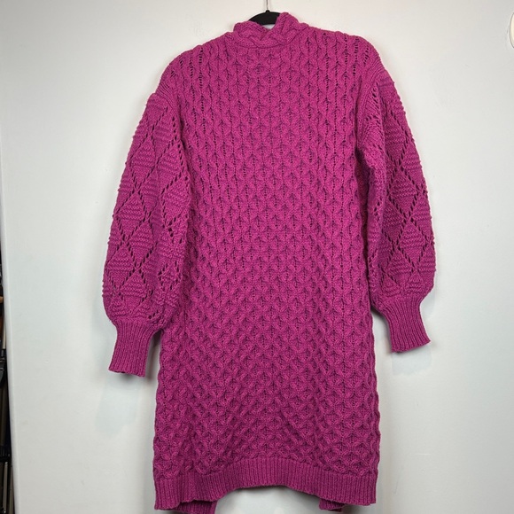 Pink Martini Textured Knit Open Cardigan | Fushia Purple Cozy Layer - Picture 3 of 13